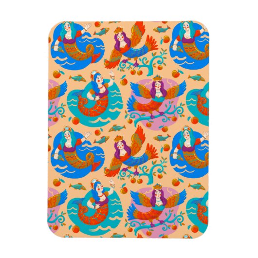 花鳥と人魚 マグネット (縦)