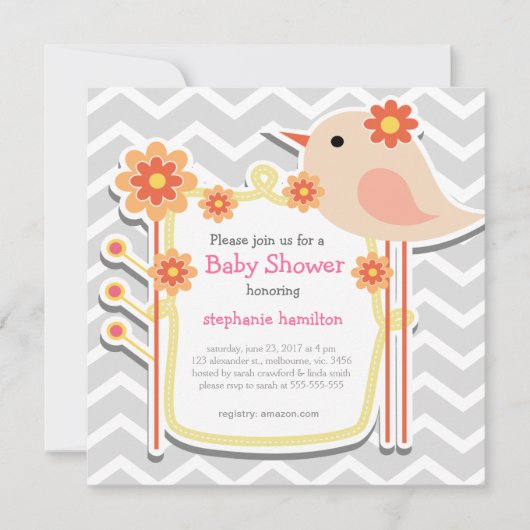 花鳥の赤ちゃん少女 招待状 (正面)