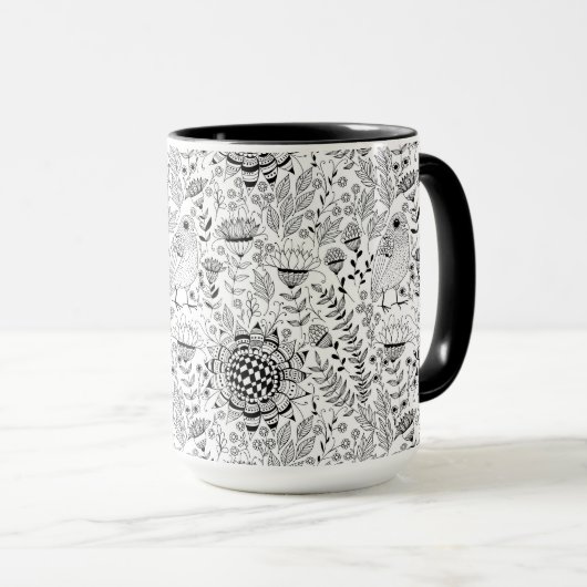 花鳥柄 マグカップ (正面右)