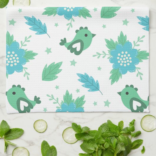 花鳥模様 キッチンタオル (折り畳み)