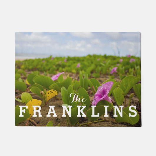 花麗湾高井朝顔紫色の花 ドアマット (正面)