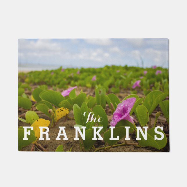 花麗湾高井朝顔紫色の花 ドアマット (正面)