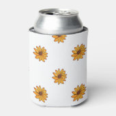 花黄色の手描きインクパターン 缶クーラー (缶正面)