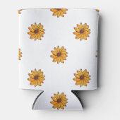 花黄色の手描きインクパターン 缶クーラー (正面)
