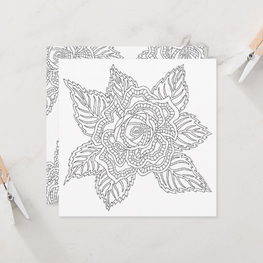 花020617の大人の着色のばら色の勇気付けられる カード (正面/裏面インサイチュ)