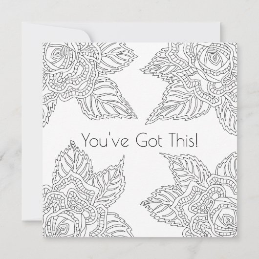 花020617の大人の着色のばら色の勇気付けられる カード (裏面)