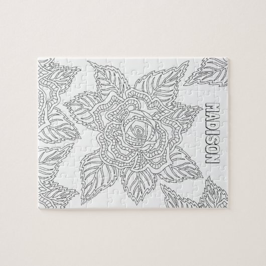 花020617の大人の着色のバラの任意名前 ジグソーパズル (横)