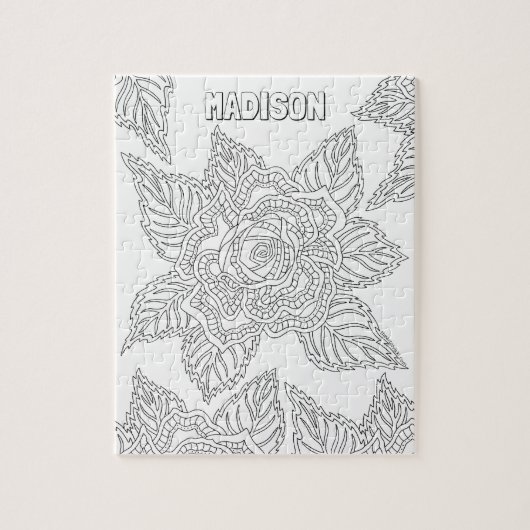 花020617の大人の着色のバラの任意名前 ジグソーパズル (縦)