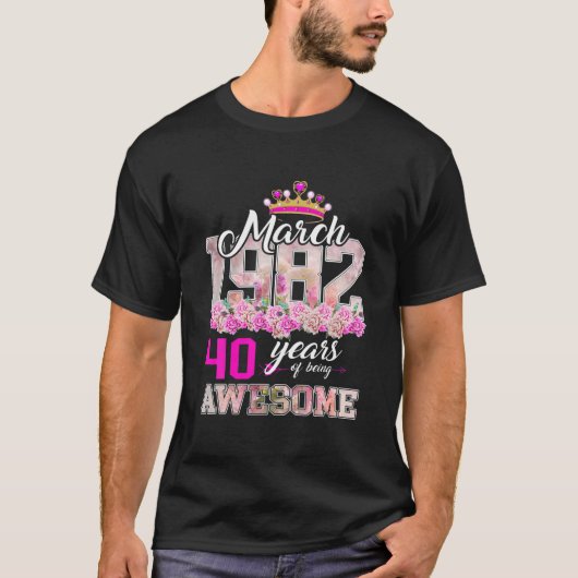 花1982年3月40日誕生日プレゼント40歳H Tシャツ (正面)
