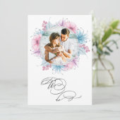 *~*花2枚写真RSVP + QR AR6 結婚 In 招待状 (スタンド正面)