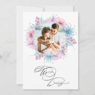 *～*花2枚写真RSVP + QR AR6 結婚 In 招待状