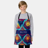 花3Dとヒルズレインボーパターン エプロン (着用した状態)