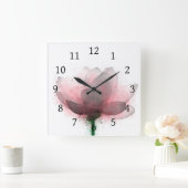 花6ピンクロータス スクエア壁時計 (ホーム)