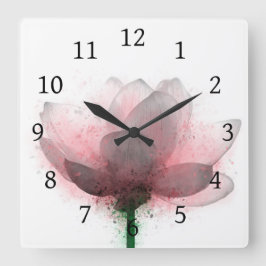 花6ピンクロータス スクエア壁時計