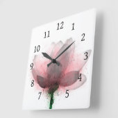 花6ピンクロータス スクエア壁時計 (傾斜)