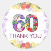 花60歳の誕生日感謝していは60年 ラウンドシール (正面)