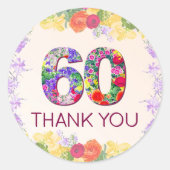 花60歳の誕生日感謝していは60年 ラウンドシール (正面)