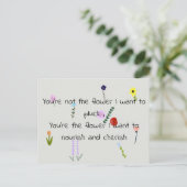 花 – かわいい，感謝の引用文カード ポストカード (スタンド正面)