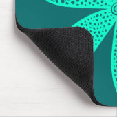 花 – かわいらしターコイズオンモスグリーン マウスパッド (コーナー)