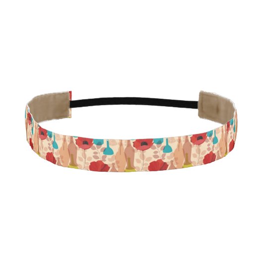 花、つぼおよびボトルパターン アスレチックヘッドバンド (正面)