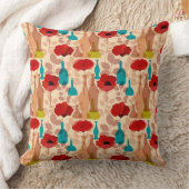 花、つぼおよびボトルパターン クッション (ブランケット)