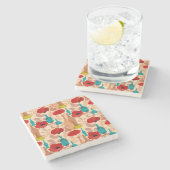 花、つぼおよびボトルパターン ストーンコースター (横)