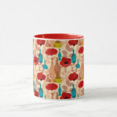 花、つぼおよびボトルパターン マグカップ (中央)