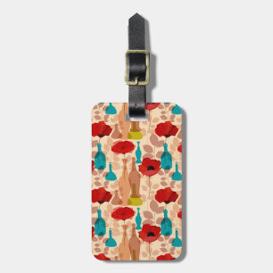 花、つぼおよびボトルパターン ラゲッジタグ