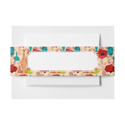 花、つぼおよびボトルパターン 招待状ベリーバンド (正面例)