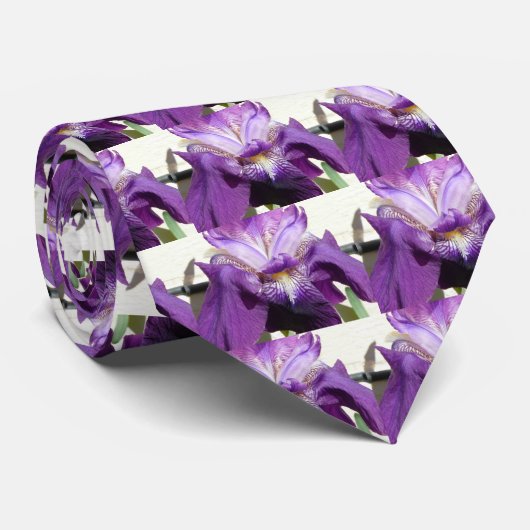 花、アイリス紫色 ネクタイ (ロール)