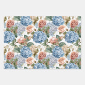 花，アジサイ，ヴィンテージバラ，ピンクのバラ ラッピングペーパーシート (正面3)