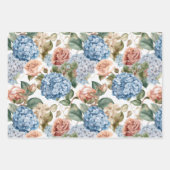 花，アジサイ，ヴィンテージバラ，ピンクのバラ ラッピングペーパーシート (正面2)