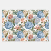 花，アジサイ，ヴィンテージバラ，ピンクのバラ ラッピングペーパーシート (正面)