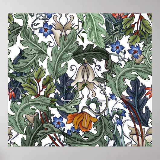 花、アールデコ、シームレスモダンな。 ポスター (正面)