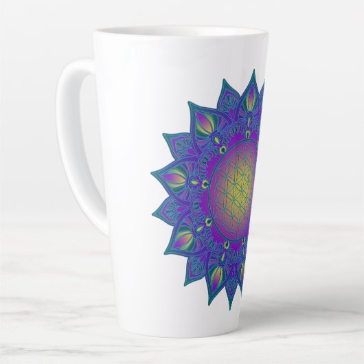 花 – インディアン曼荼羅3 カフェラテマグ (左アングル)
