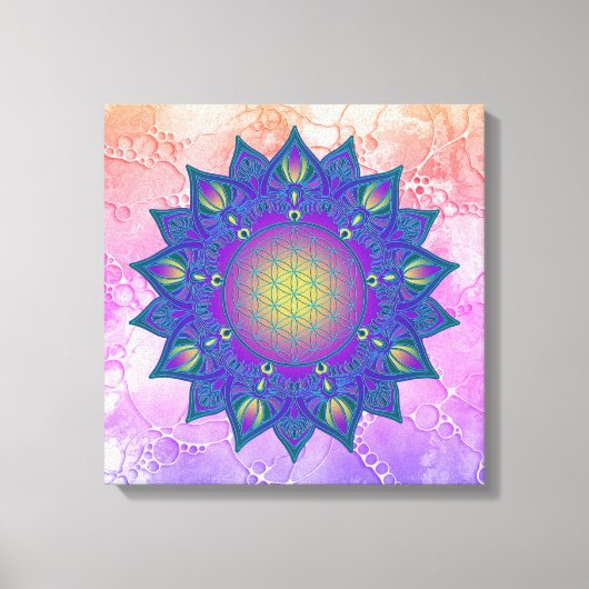 花 – インディアン曼荼羅3 キャンバスプリント (正面)