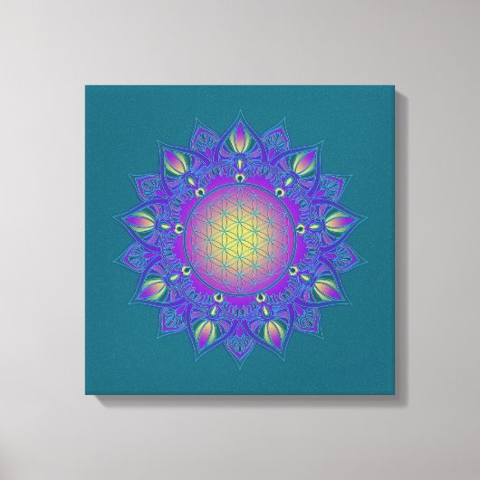 花 – インディアン曼荼羅3 キャンバスプリント (正面)