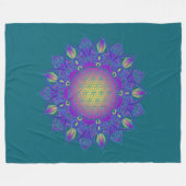 花 – インディアン曼荼羅3 フリースブランケット (正面(横))