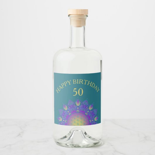 花 – インディアン曼荼羅3 リキュールボトルラベル (正面)