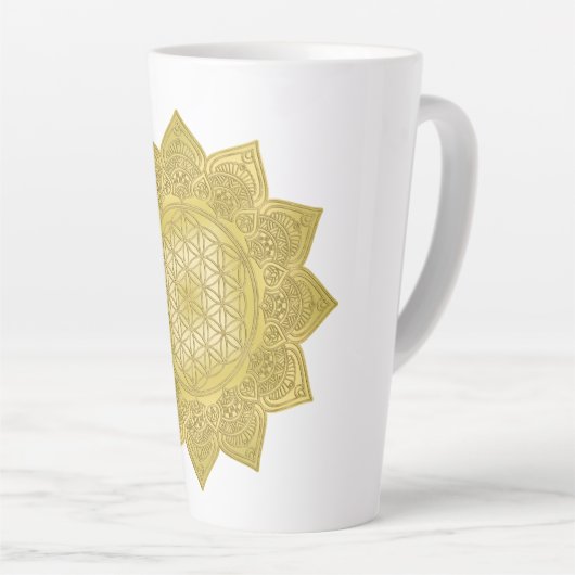 花 – インディアン曼荼羅4 カフェラテマグ (右アングル)