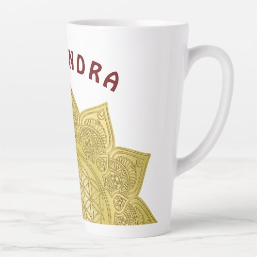 花 – インディアン曼荼羅4 カフェラテマグ (右)