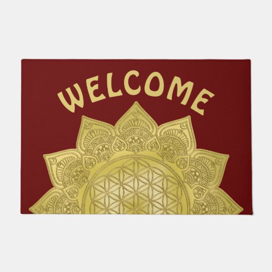 花 – インディアン曼荼羅4 ドアマット (正面)