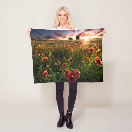 花 |インディアン毛布ワイルドフラワーテキサス州 フリースブランケット (インサイチュ)