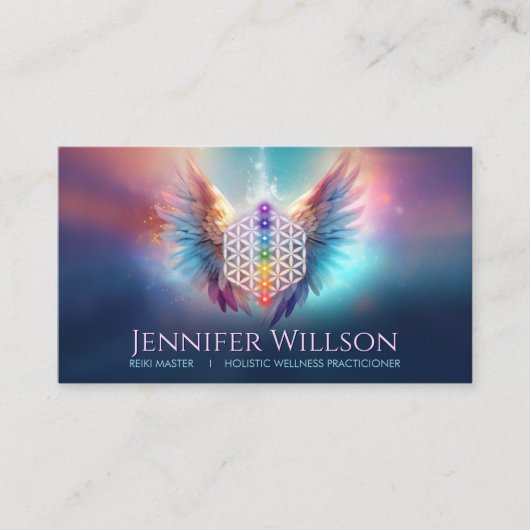 花 – エンジェルウィングス – 霊気 名刺 (正面)