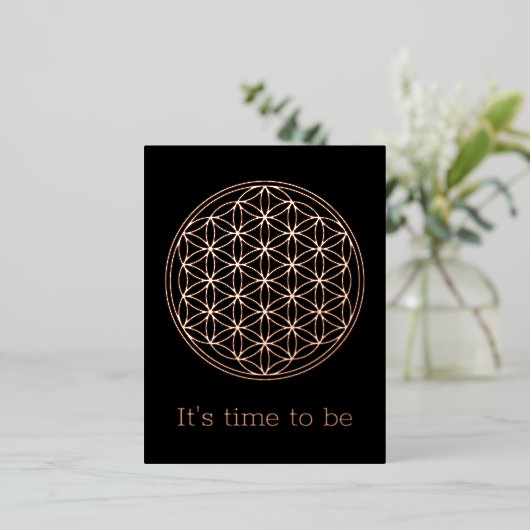 花 – オリジナル無地の形 箔招待状ポストカード (立ち正面)
