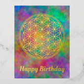 花 – オリジナル無地の形 箔招待状ポストカード (正面)