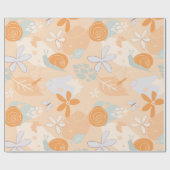 花、カタツムリ、蝶。 ラッピングペーパー (フラット)