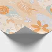 花、カタツムリ、蝶。 ラッピングペーパー (角)