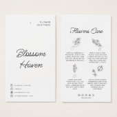 花 カットフラワー ケア ハング タグ フロリスト カード (正面&裏面)