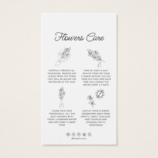 花 カットフラワー ケア ハング タグ フロリスト カード (裏面)